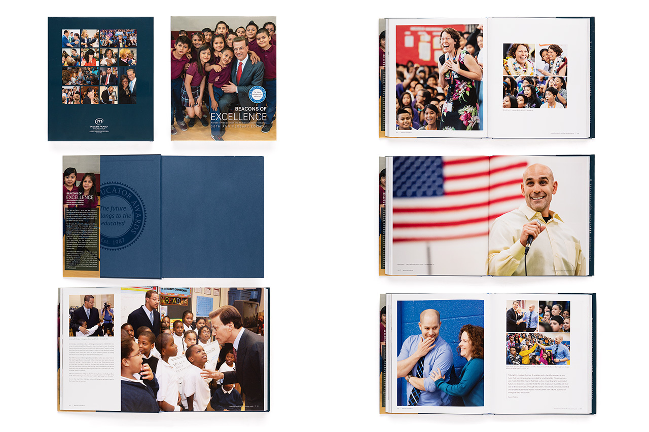 image of a full color hard cover bound book showing images of people in a school setting